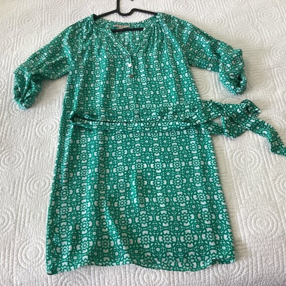 Banana Republic Green & White Print A-Line Dress Size 0 - Picture 13 of 13
